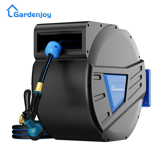 GardenJoy Retractable Garden Hose Reel 1/2in 65ft Wall Mounted