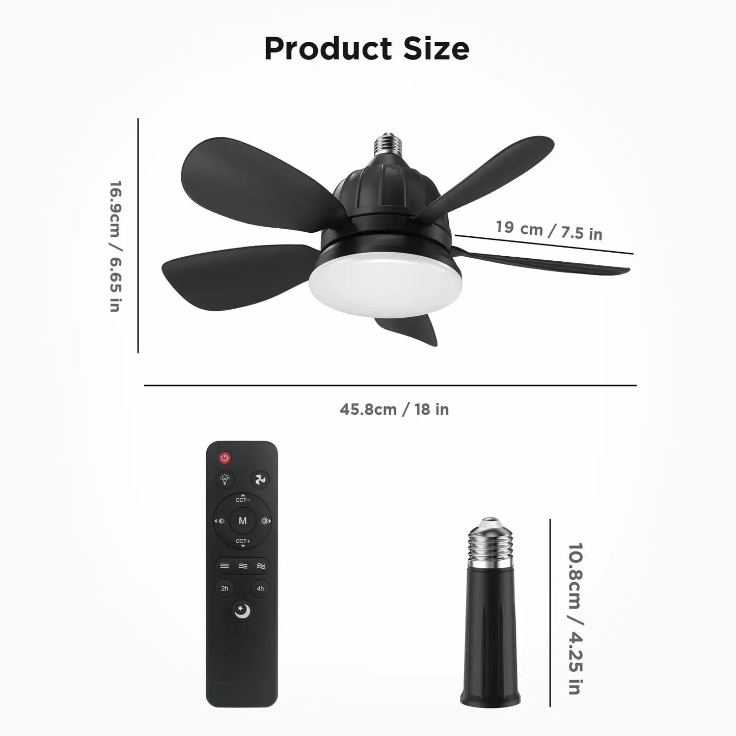 Retome Ceiling Fan Light With Dimmable LED Bulb Remote