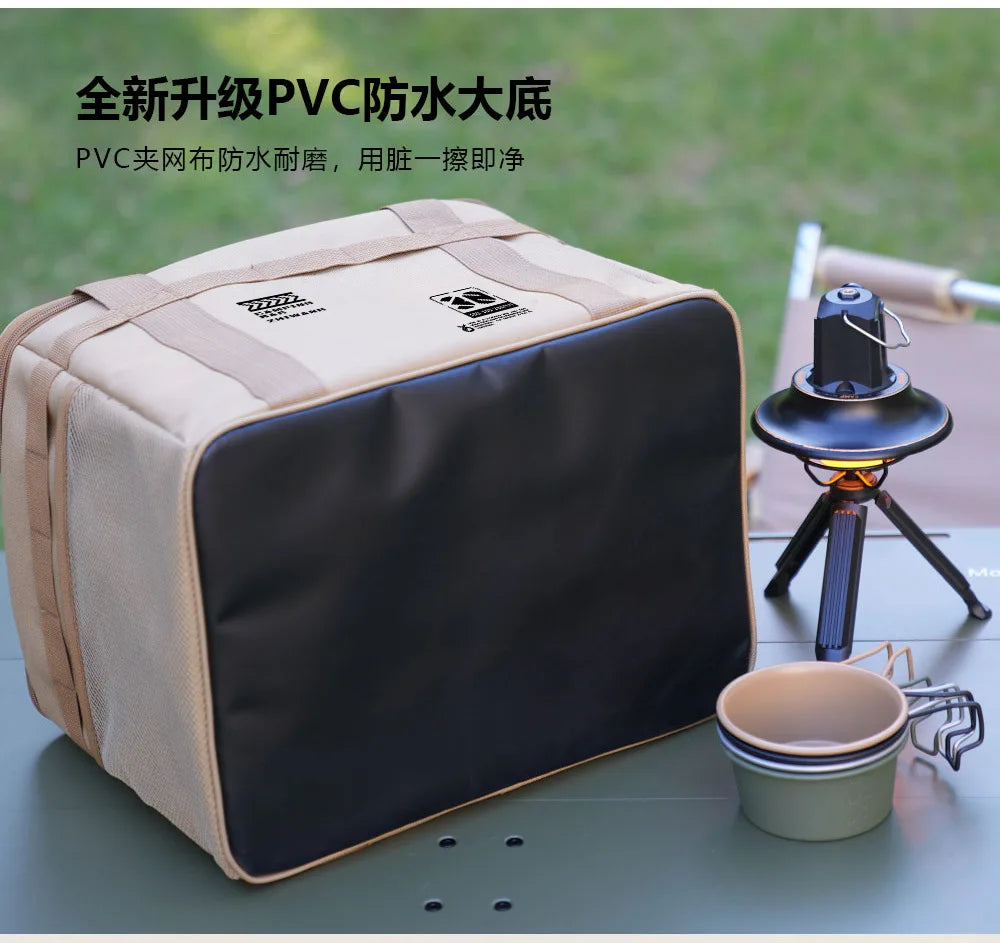 30L/42L/56L Insulated Waterproof Tactical Camping Bag Foldable Outdoor Picnic Tableware Storage Box Large Capacity Field Cookwar