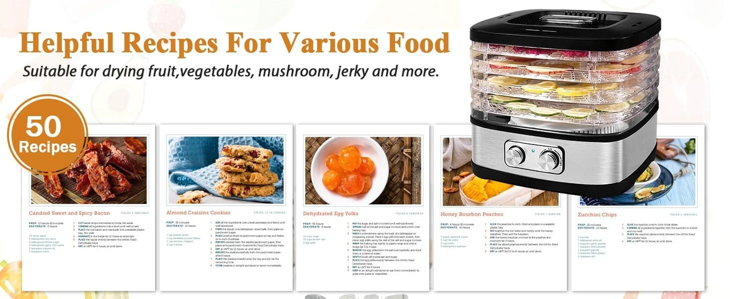 240W Food Dehydrator, Dehydrator for Food and Jerky, Fruits, Herbs, Veggies, 5 BPA-Free Trays Dishwasher Safe