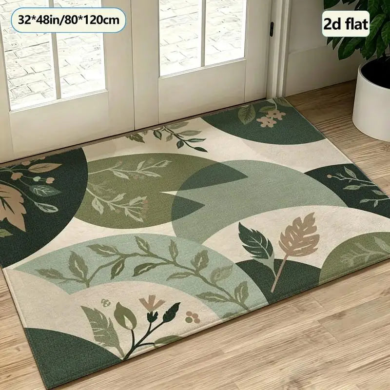 Elegant Boho Leaf Botanical Rug For Contemporary Indoor Spaces