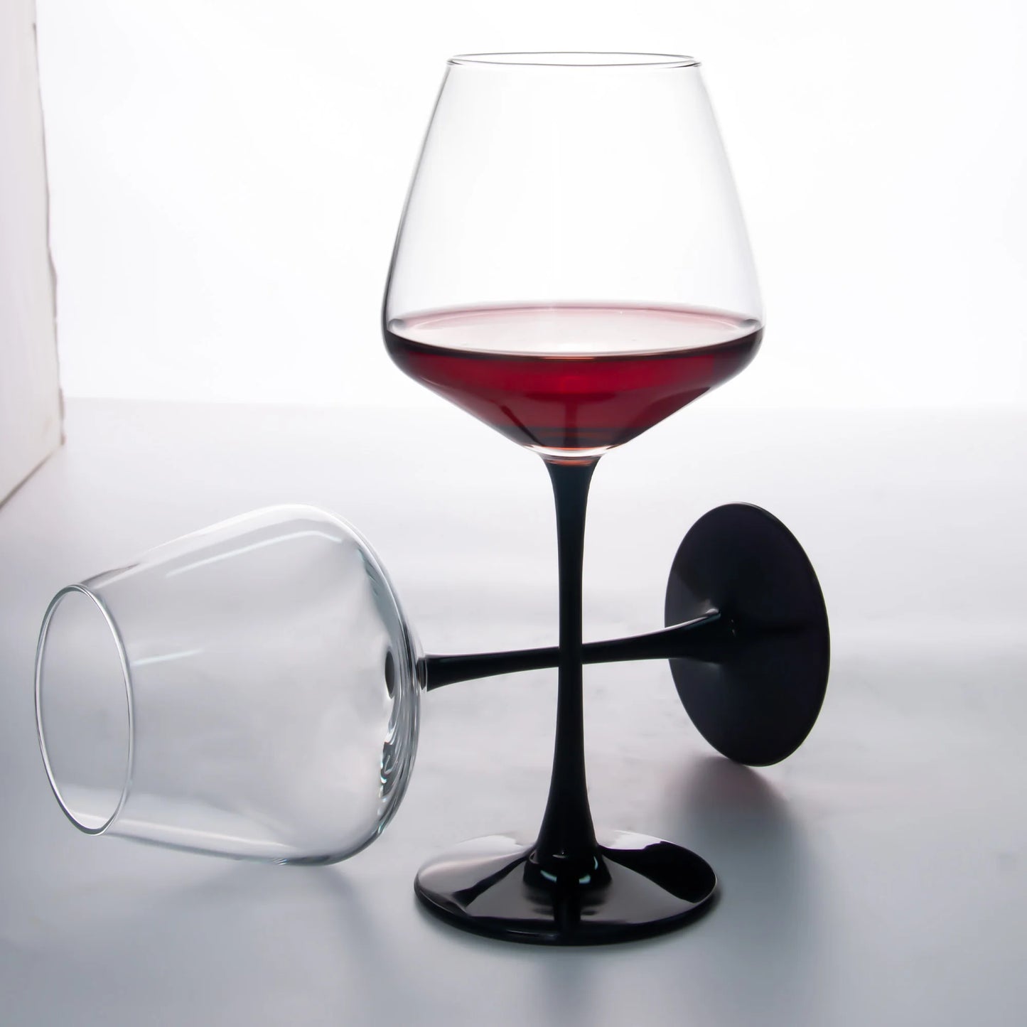 15.5oz 6-Pack Burgundy Black Stem Wine Glasses Shatterproof Dishwasher Safe Durable for Gifts Home