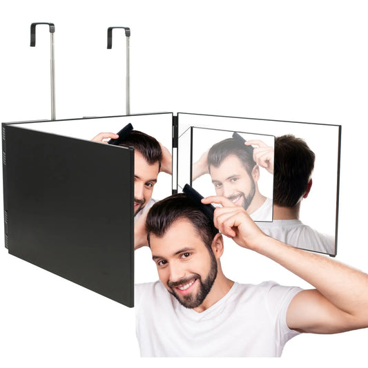 3 Way Mirror for Hair Cutting, Barber Mirror Self Cut, Haircut Mirror to See Back of Head, 360 Mirror for Haircuts for Men