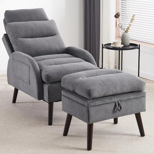 Accent Chair with Ottoman, Comfy Reading Chair and Ottoman Set, Modern Oversized Velvet Lounge Armchair with, Customized