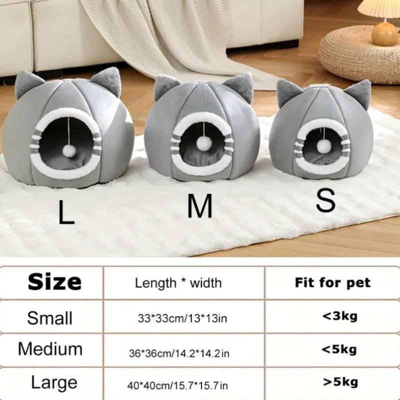 Designer Plush Cat Bed Cave For Deep Sleeping Pets