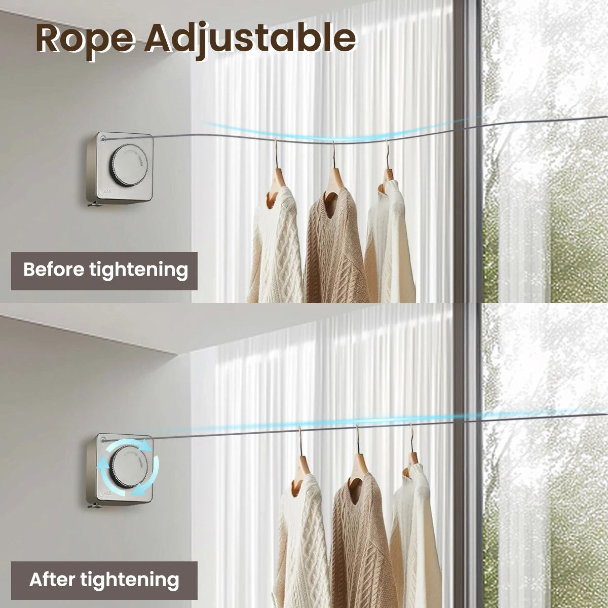 Indoor Retractable Clothesline Wall Mounted For Easy Drying