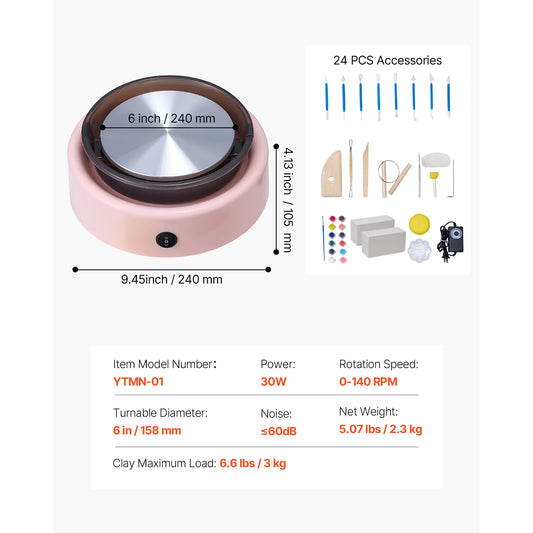 Electric Pottery Wheel for Beginners with Adjustable Speed
