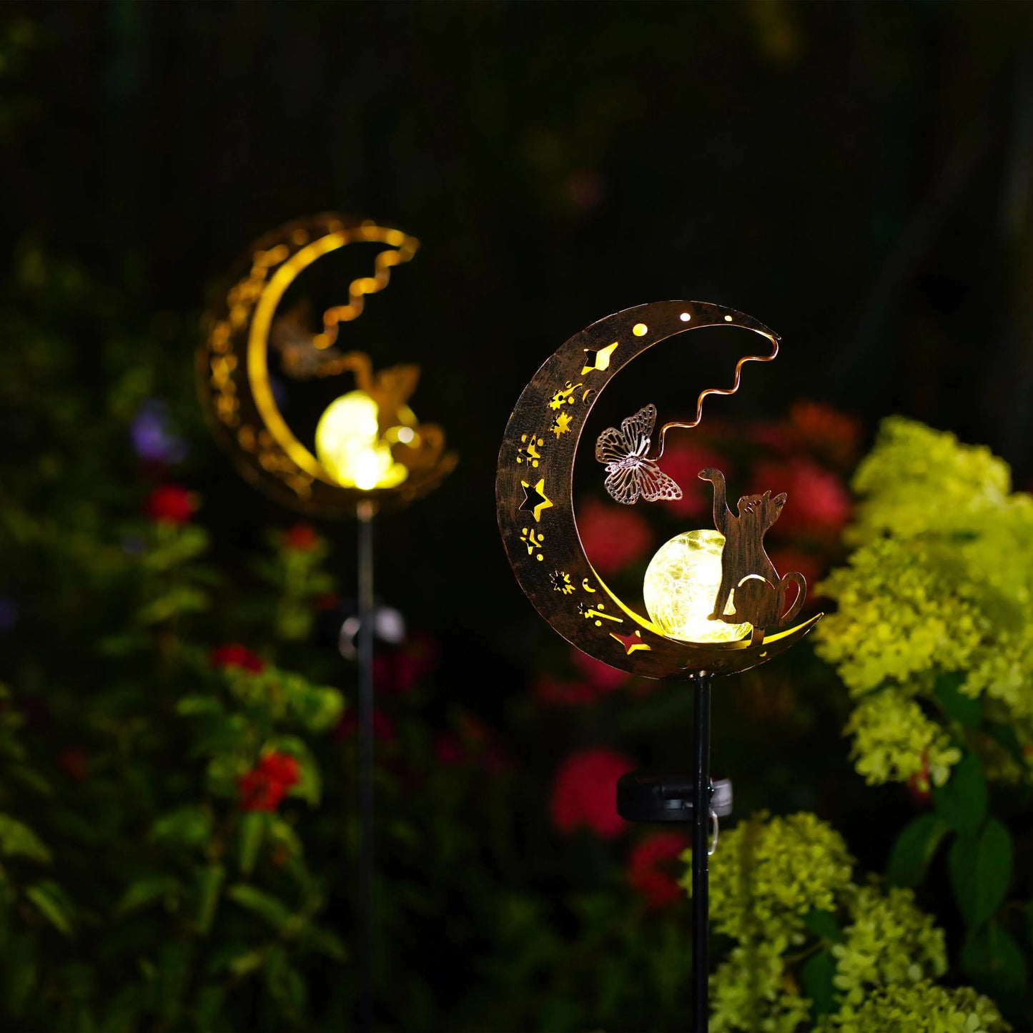 Decorative Solar Cat Moon Shaped Outdoor Garden Lamp