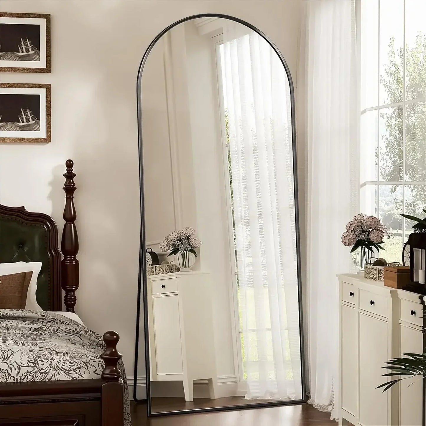 Full Length Mirror, 71"x28" Floor Mirror, Arched Floor Standing Freestanding Arch Full Body Mirrors with Stand for Bedroom