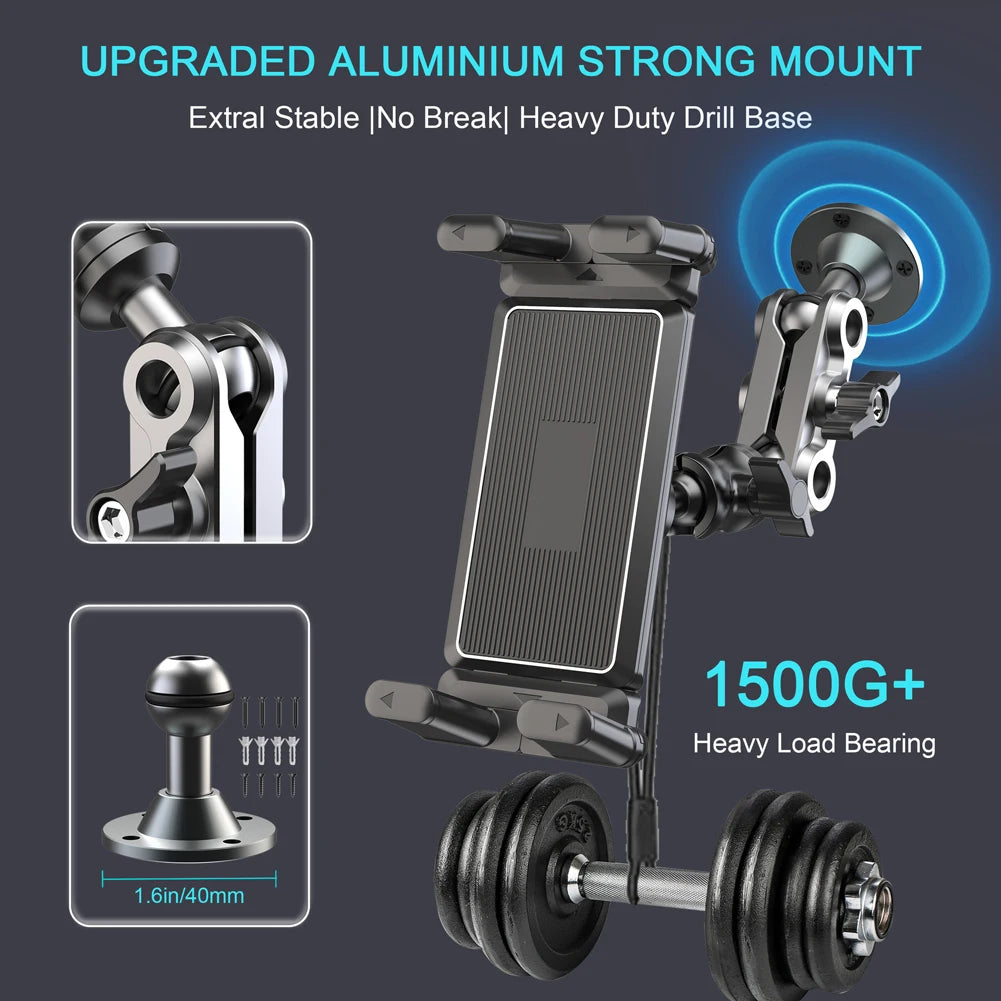 Heavy Duty Tablet Holder with Screw 2-Stage Phone Stand 360 Degree Rotable Car Dashboard Phone Mount for Car Bike Boats Trucks