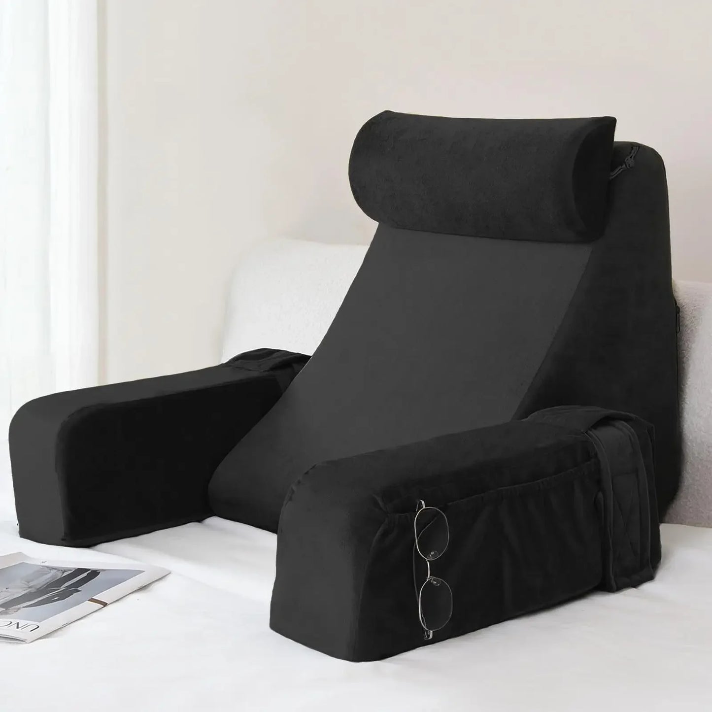 Memory Foam Reading Pillow With Armrests For Bed Comfort