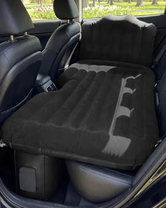 Umbrauto Back Seat Car Air Mattress: Cordless Inflatable SUV Car Camping Bed for Truck Van with Built-in Air Pump, Thickened Double-Sided Flocking Travel Car Sleeping Pad