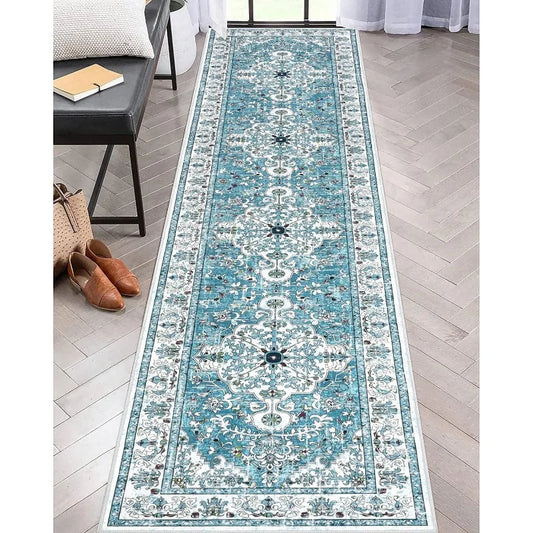Boho Hallway Runner Rug Vintage Ethnic Style Non Slip Kitchen Rug Water Absorbent Dirty Resistant Entryway Laundry Living Room