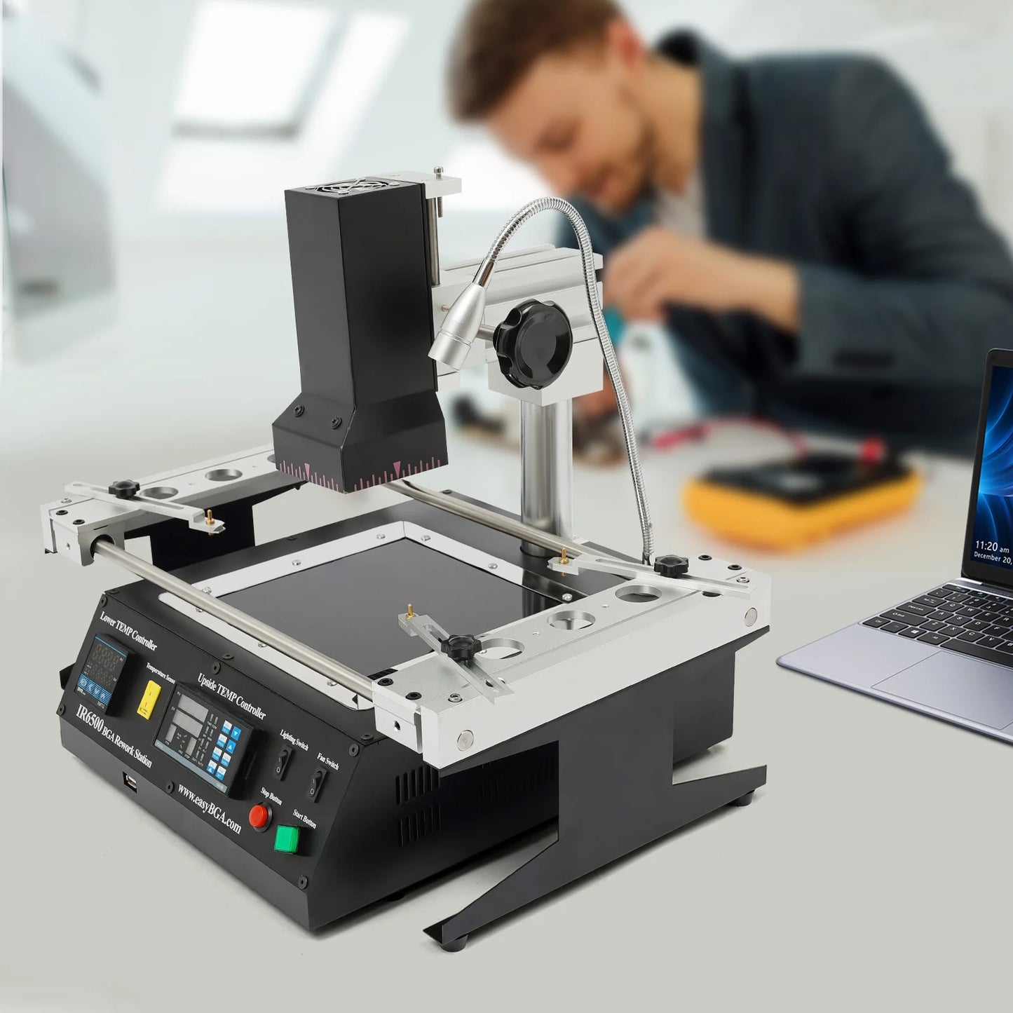 IR6500 BGA Rework Station Infrared Solder Welder System Closed-loop Temperature Control,1250W Electric Welding Table w/USB Cable
