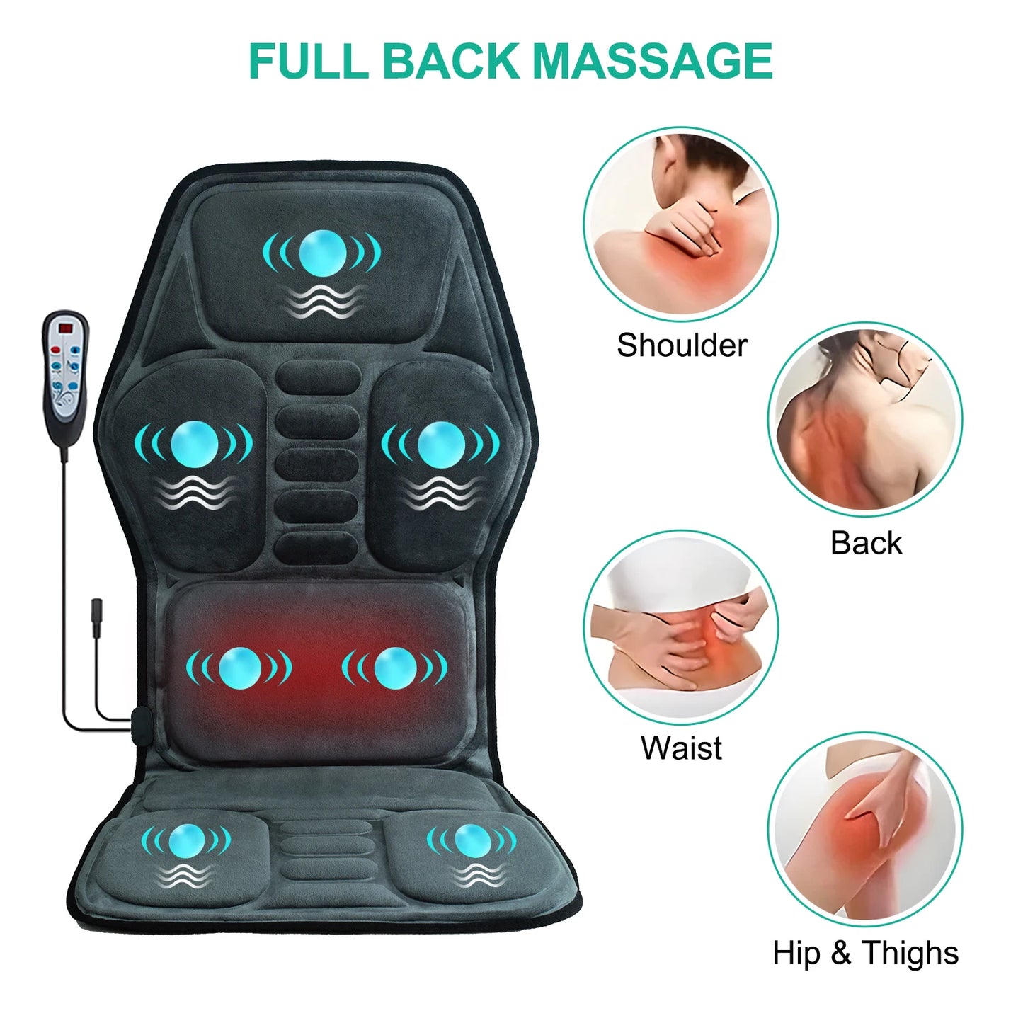 Vibration Back Massager Seat Cushion with Heat,Massage Chair Pad,Chair Massager for Pain Relief at Office/Home,Gifts for Parents