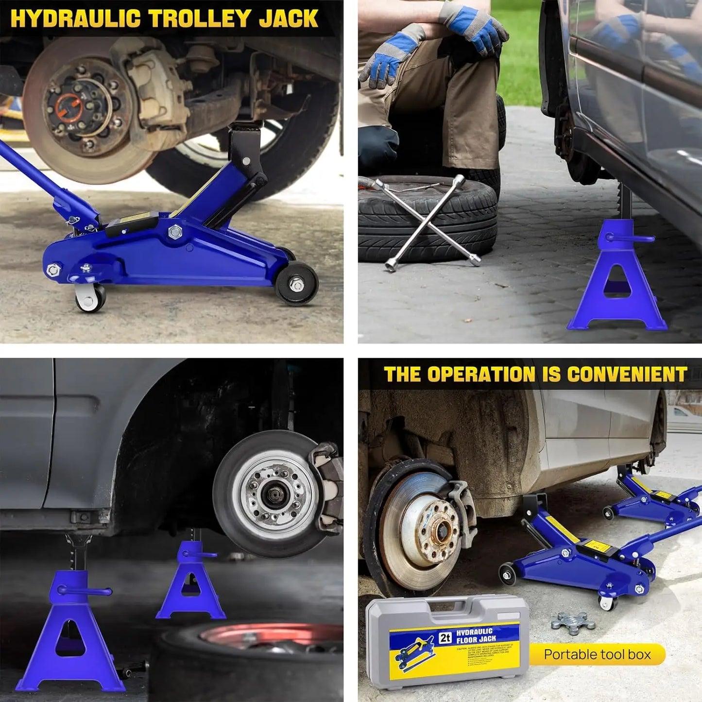 Floor Jack and Stand Combo Hydraulic Axle Stands Set