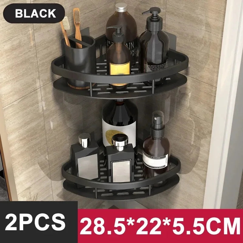 Wall Mounted No Drill Aluminum Alloy Shower Shelf Durable