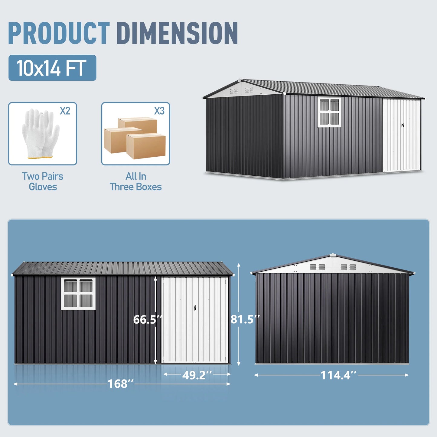 VIWAT Outdoor Heavy Duty Metal Storage Shed With Window