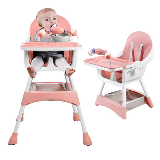 Portable Baby High Chair Convertible Tray and Toy Rack
