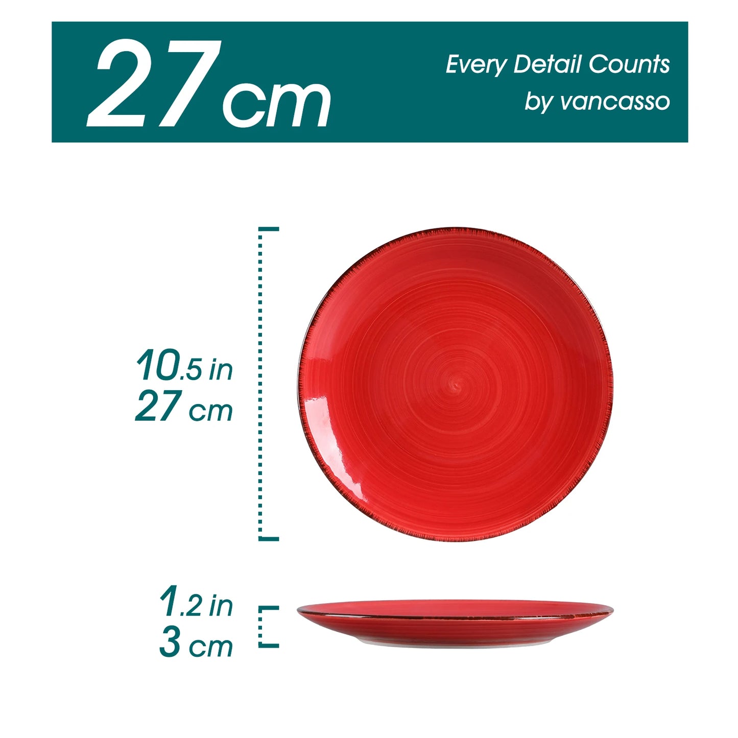 vancasso 6/12 Piece Multicolour 10.4 inch Dinner Plate Set Handpainted in Rustic Look 26.5cm Serving Plate for Salad/Cake/Pasta