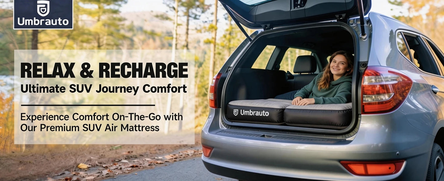Umbrauto 78.7" SUV Air Mattress Fits Mid & Full Size SUVs (Not for Compact SUVs), Inflatable Car Bed for Back Seat with Rear Seats Folded| Extended Airbed for Minivans Cargo Area Camping