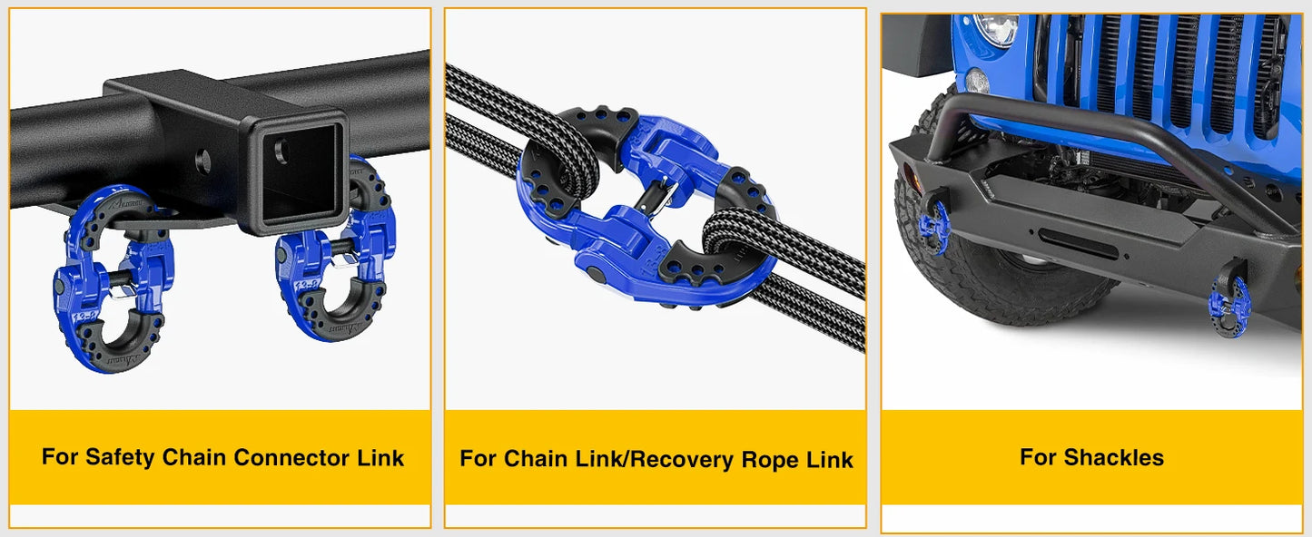 Nilight Safety Chain Connector Link 1/2" Tow Hitch Hammerlock Coupling 2 Pack Forged Steel 12000 lbs Recovery Rope Shackle Red