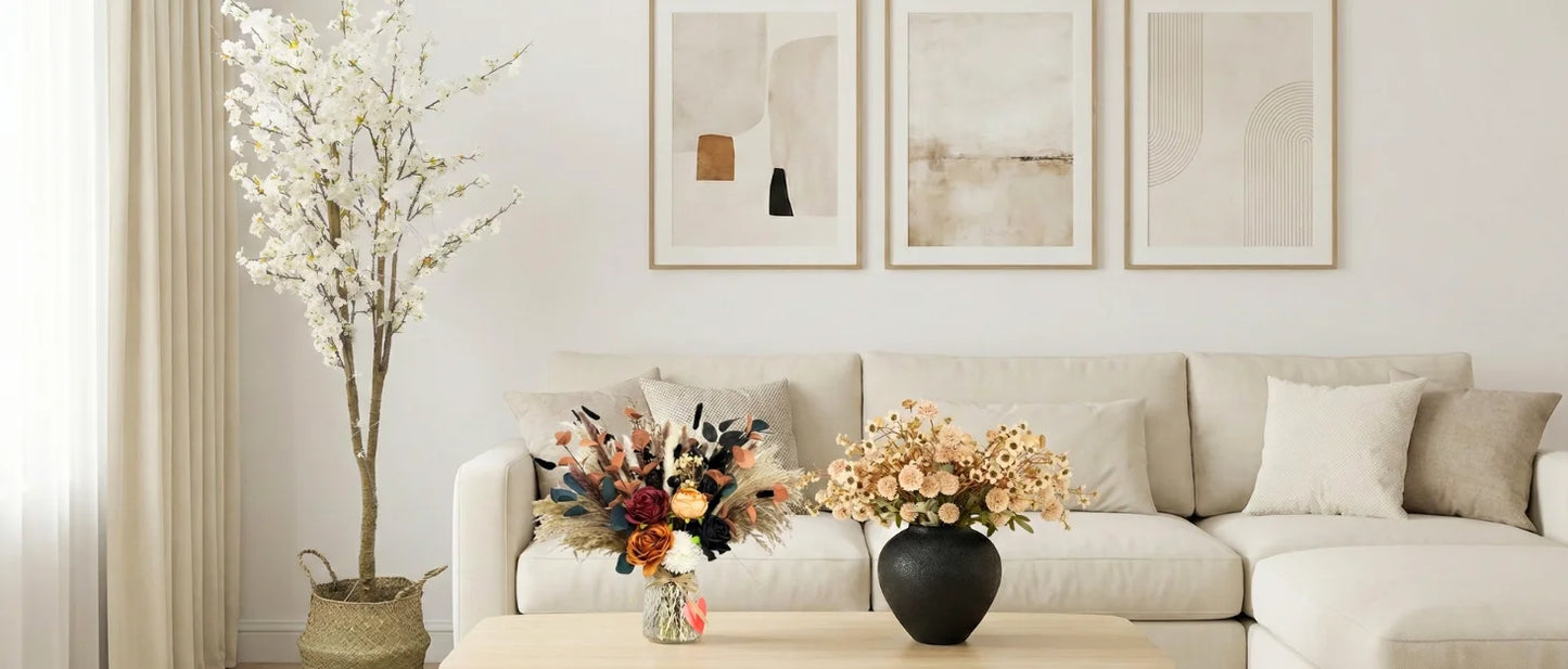 Large Black Vase for Flowers Decor Living Room - 8.6in Tall, Matte Black | Arlo Vase For Dining Coffee Table Centerpieces, Wabi Sabi Decor, Big Decorative Modern Vase