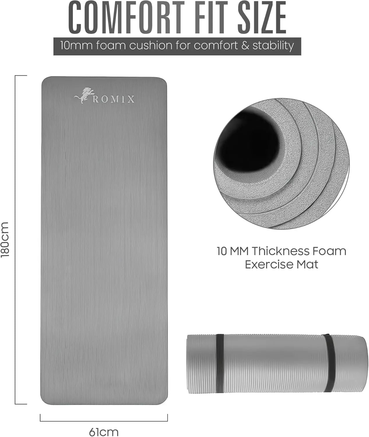 Yoga Mat Thick 2/5 Inch (10mm) Non-Slip Workout Mat, Large Exercise Mats for Home with Carry Bag and Strap