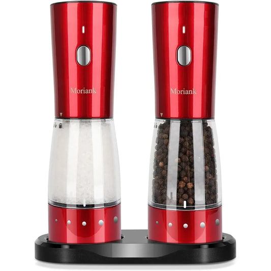 Electric Salt and Pepper Grinder Set with Adjustable Coarseness
