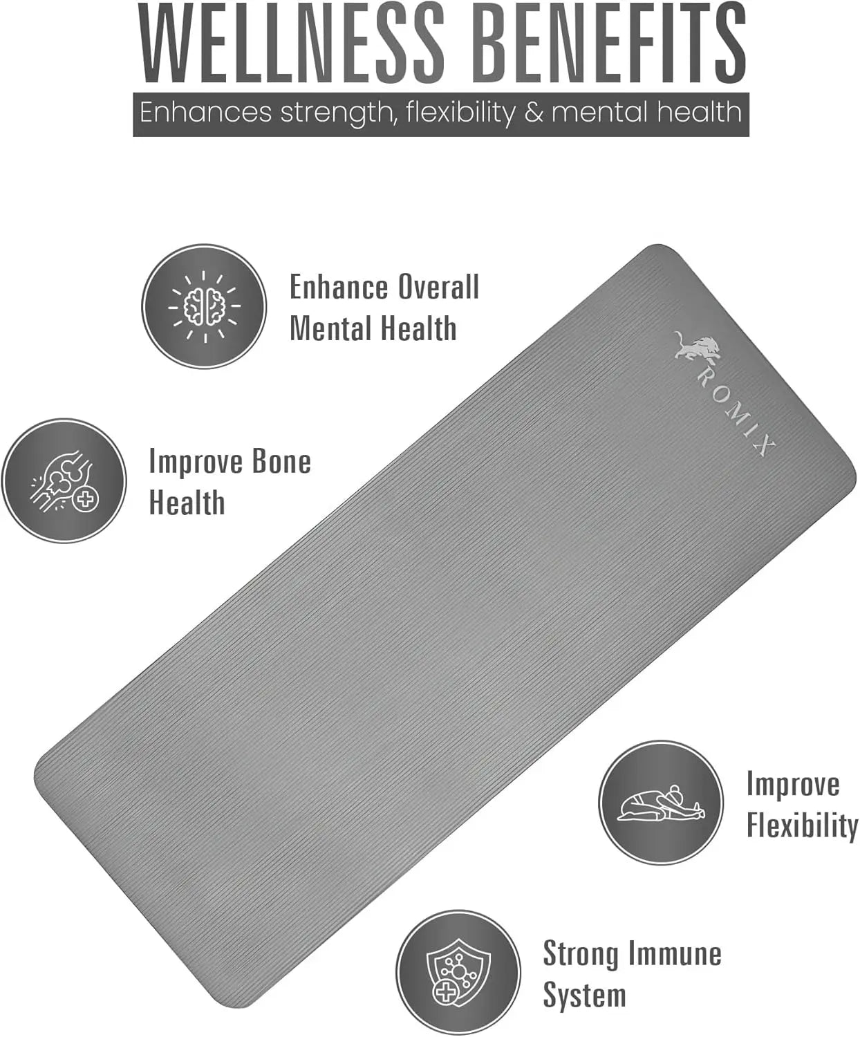 Yoga Mat Thick 2/5 Inch (10mm) Non-Slip Workout Mat, Large Exercise Mats for Home with Carry Bag and Strap
