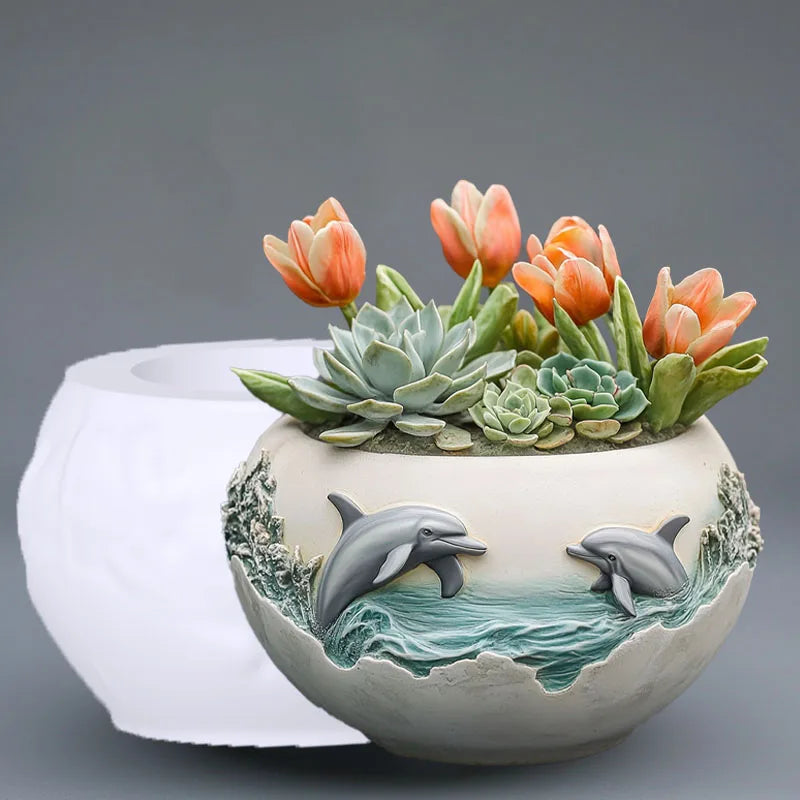 Witch Magic House Relief Pumpkin Succulent Plant Flower Pot Resin Mold  House Relief Storage Box Castle Candle Cup Gypsum Molds