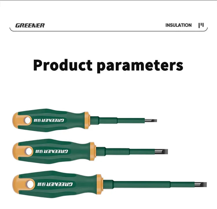 GREENERY Insulated Electrician Screwdriver Current-Isolate Phillips Flat Driver Magnetic Slotted Cross Screwdrivers for Repair