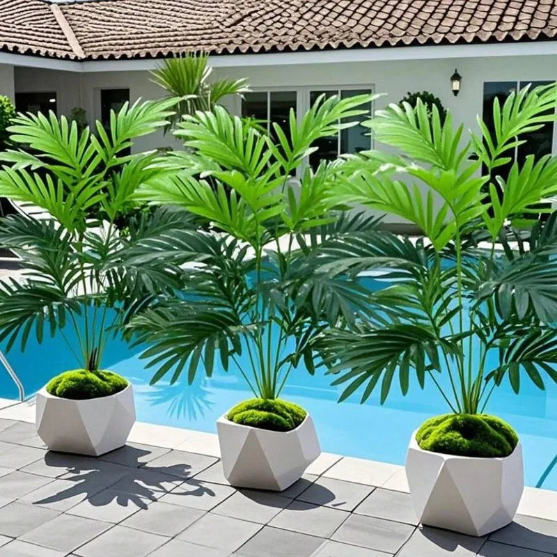 70-120cm Large Artificial Palm Tree Tropical Green Leaves Fake Plants Plastic Monstera Faux Tree Branch for Home Kitchen Decora