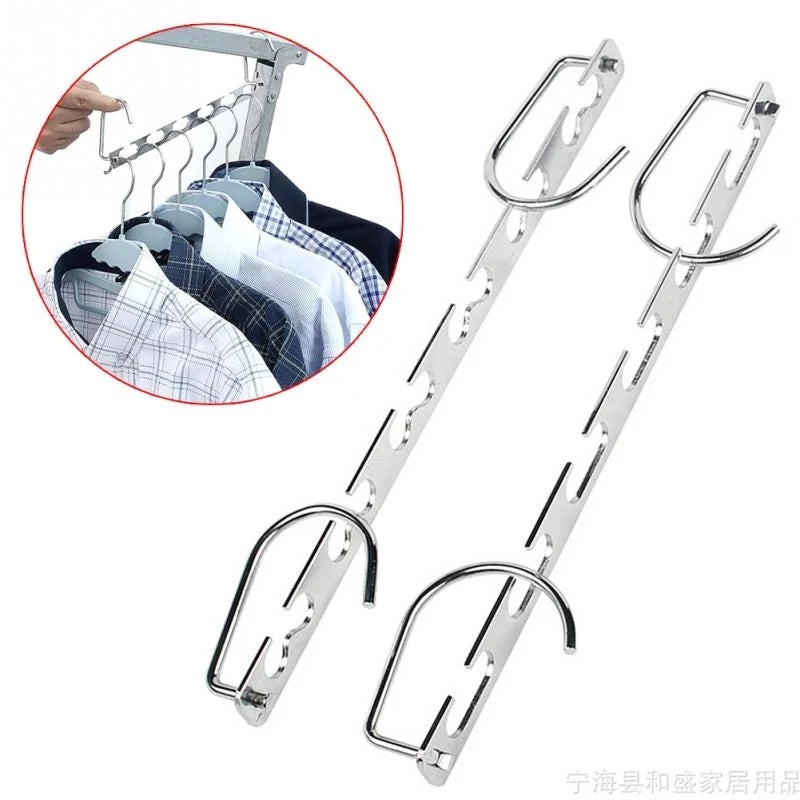 37cm Multifunctional Space Saving Metal Hangers with Hook 6 Hole Clothing Wardrobe Organizer Iron Clothes Coat Hanger 1pcs