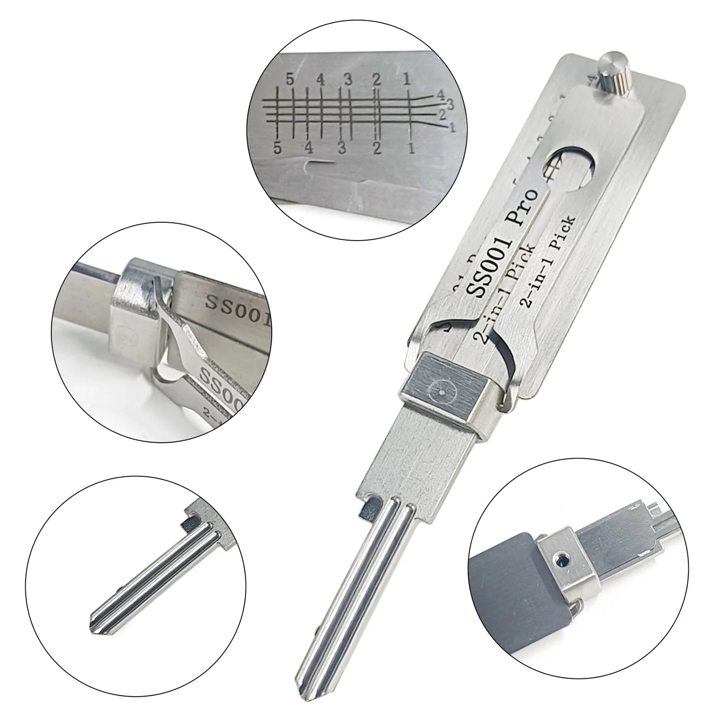 Stainless Steel Key Decoder Hook Tool Kit For Maintenance