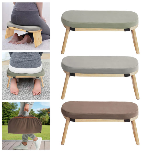 Bymaocar Meditation Bench, Foldable& Ergonomic Meditation Stool, Foldable Kneeling Meditation Bench  Coffee/Gray/Green Color