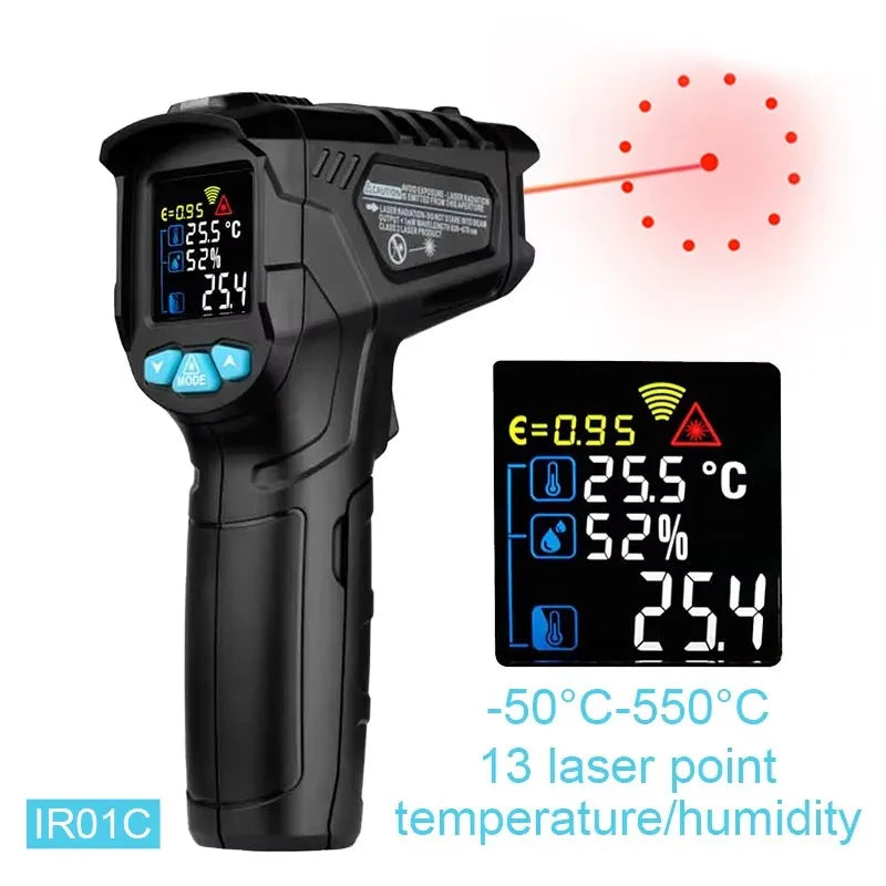 -50 to 400 Degree Mestek Digital Infrared Thermometer Laser Temperature Meter Non-contact Pyrometer Hygrometer IR Thermometer