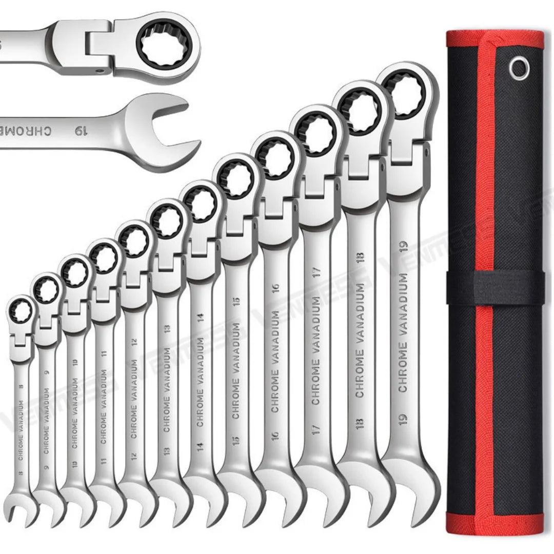 12-Piece Chrome Vanadium Steel Combination Wrench Set,Rust-Proof Hand Tools for Auto Repair & Household Use, Practical Tool Gift