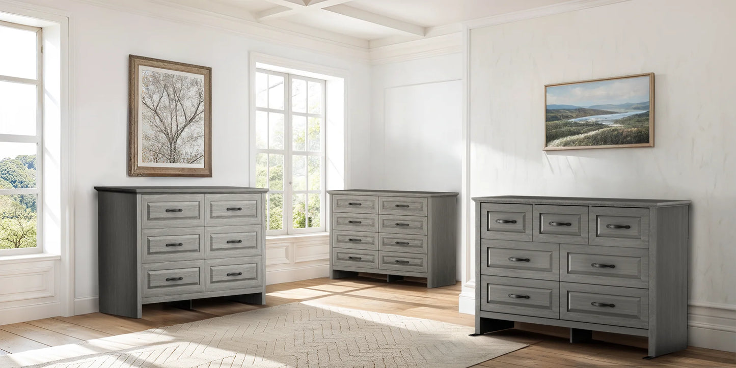 Farmhouse 6 Drawer Dresser for Bedroom, 47.2 Inch Wide Wood Dresser with Natural Texture, Large Drawers, Rustic Farmhouse Chest of Drawers for Bedroom, Living Room, Hallway