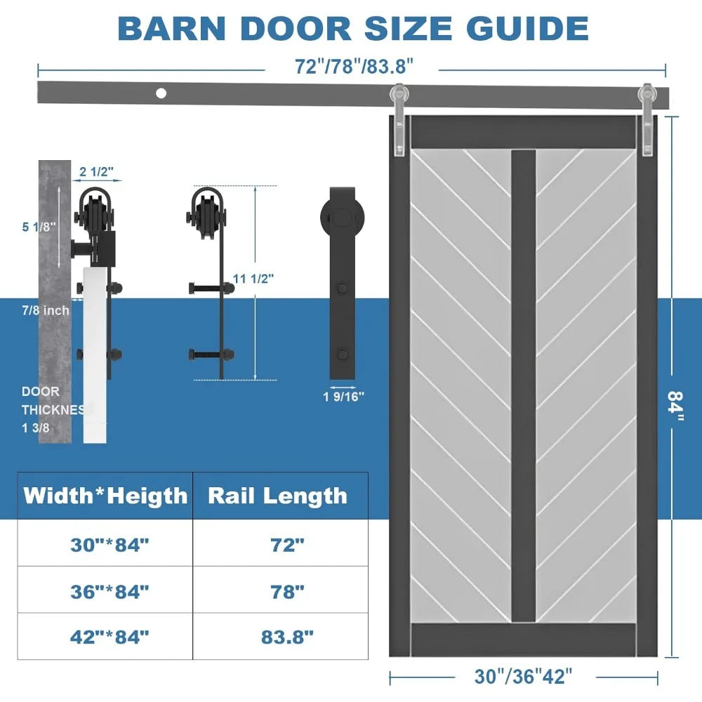 36''x 84'' Sliding Barn Doors 3-Panel Frosted Glass Door