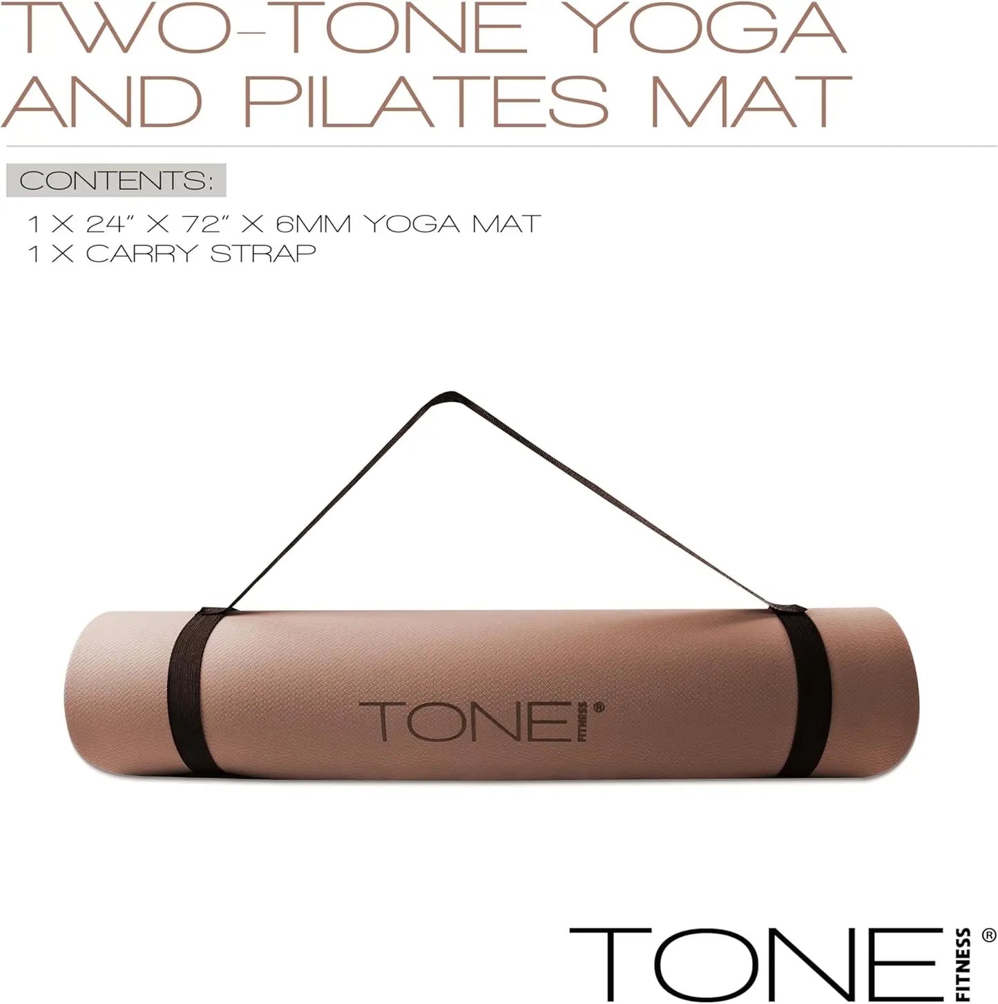 Non Slip Yoga Mat 1/4" Thick Exercise & Pilates Mat for Home Workouts with Carrying Strap
