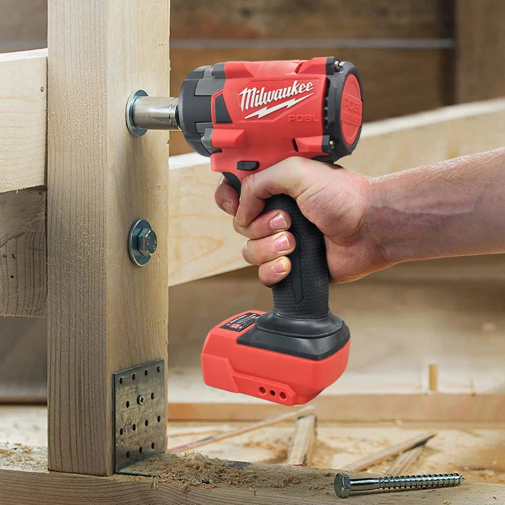 Milwaukee 400N Brushless Cordless 1/2 Electric Wrench Car Truck Repair Screwdriver Impact Drill Rechargable For 18V Battery Tool
