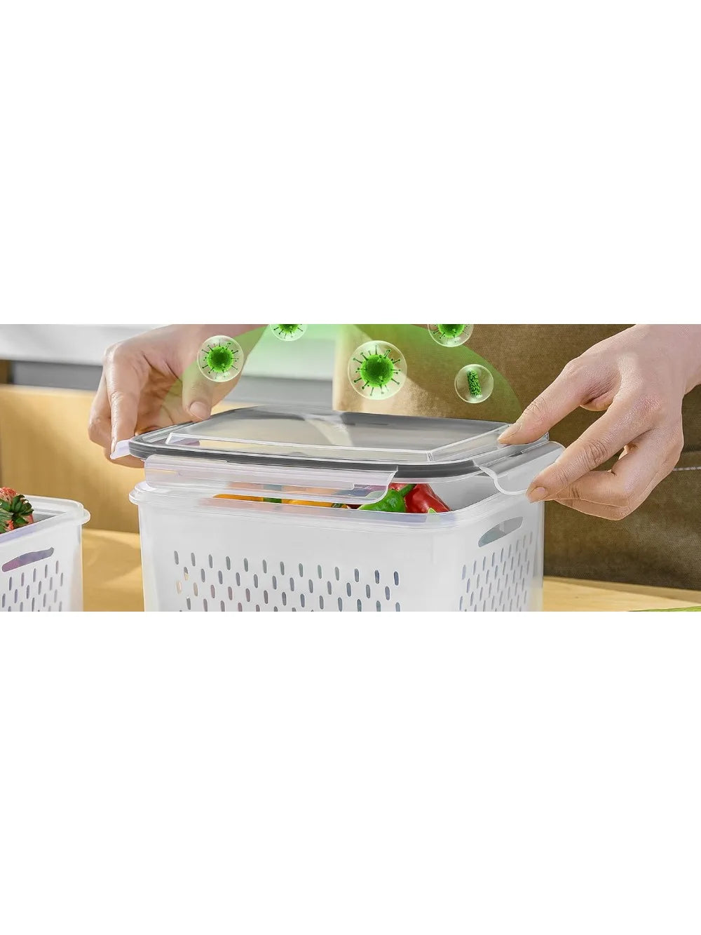 6pcs/set Large Capacity Fruit Storage Containers for Fridge with Removable Colander,Keep Berry Fruit Fresh Longer