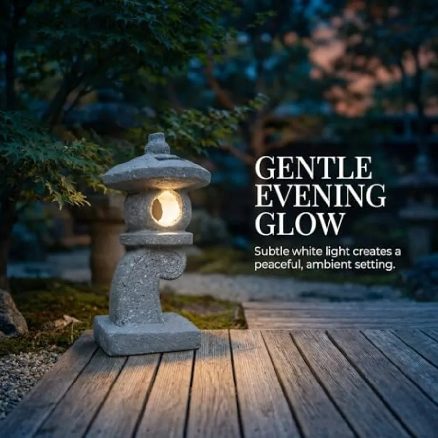 14'' High Asian Solar-Powered Zen Pagoda Garden Statue LED Light Solar Lamp for Outdoor Japanese Decoration Aesthetic Garden Fi