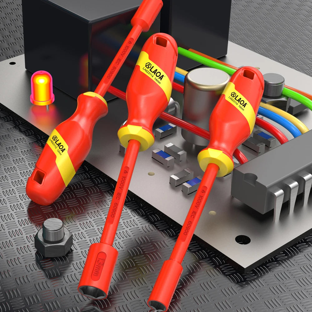 LAOA Insulated Socket Screwdriver Multifunctional Hexagonal Socket Wrench Driver Electrician Specific Withstand 1000V