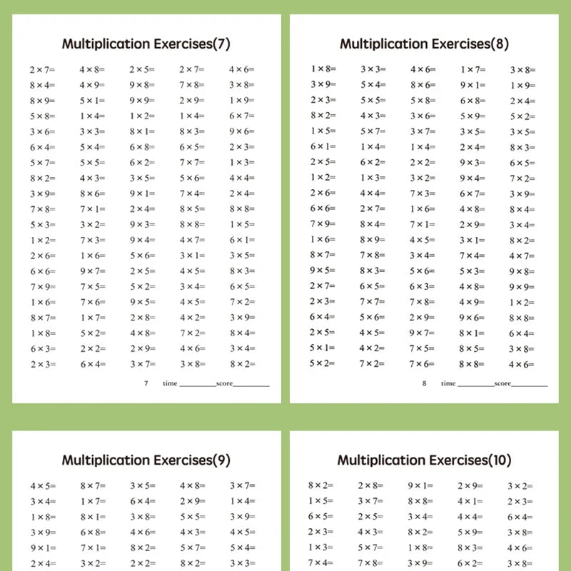 Multiplication and division workbook, math practice book, improve calculation skills, educational tool for brain development