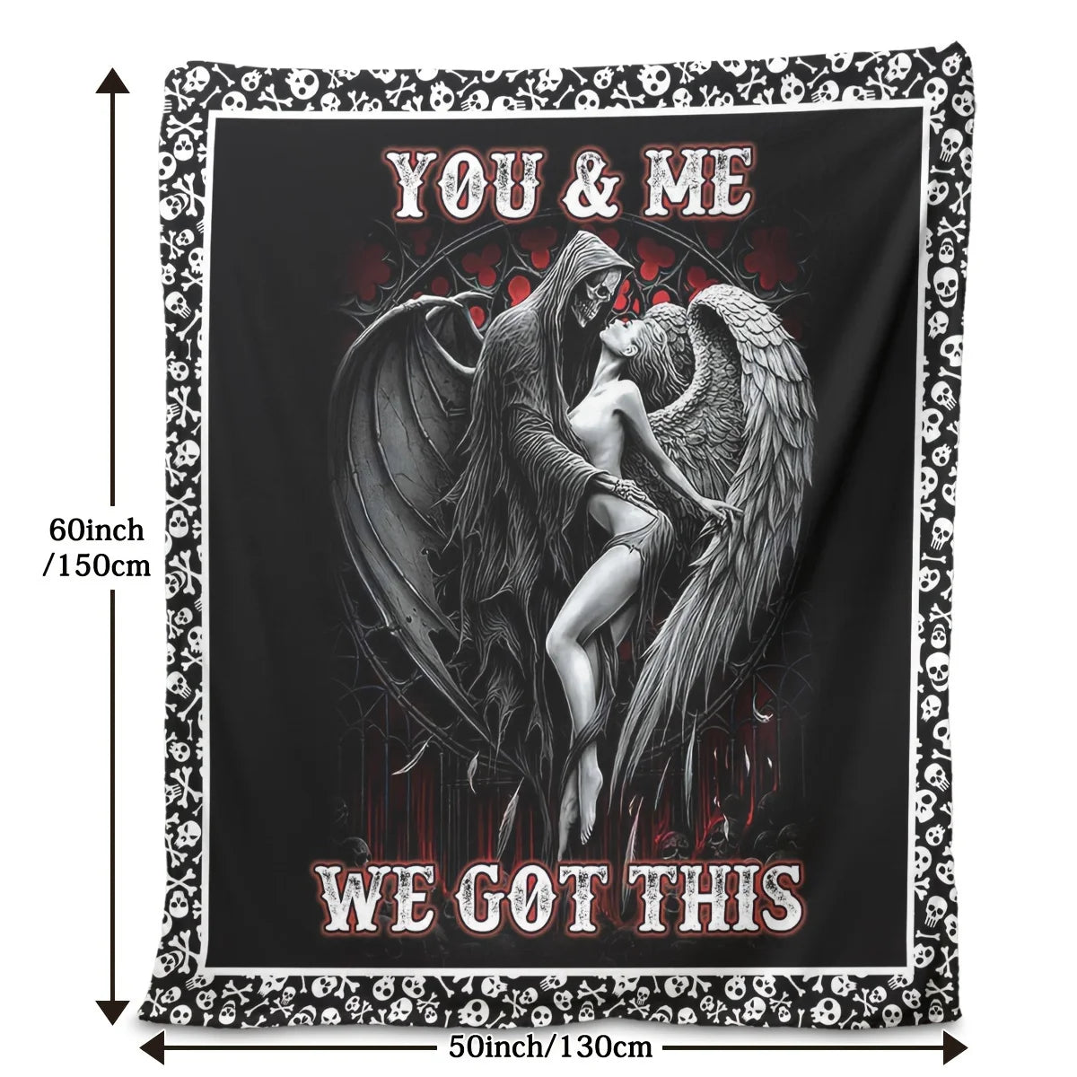 Contemporary Skull And Angel Fleece Throw Blanket All Seasons
