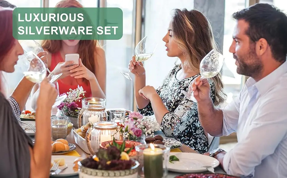 49-Piece Silverware Set with Organizer, Heavy Duty Stainless Steel Flatware Set for 8, Cutlery Utensil Sets with Steak Knives, Rust-proof, Mirror Polished, Dishwasher Safe, Heavy Duty