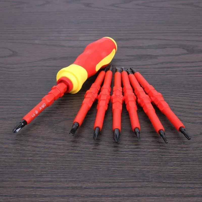 13/15pcs 1000V Electrician Repair Tools Kit Changeable Insulated Screwdrivers Set Magnetic Slotted Bits Repair Tool Electrician
