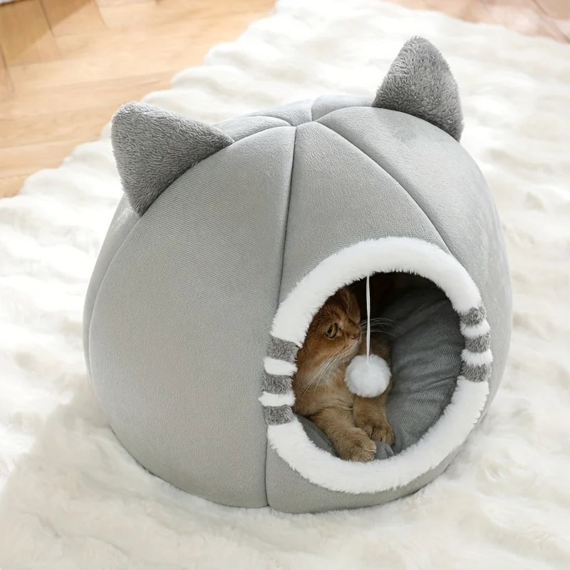 Designer Plush Cat Bed Cave For Deep Sleeping Pets